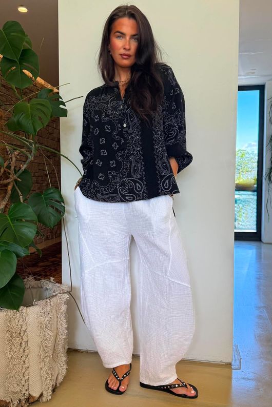 Ole Bubble Cotton Bandana Laurie Blouse Black